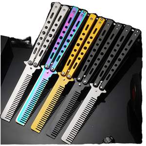Peine de práctica de peluquería plegable tipo mariposa, herramienta de entrenamiento de moda personalizada de bolsillo para hombres - Product Image 1