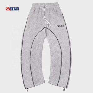 Vintage <span class=keywords><strong>Streetwear</strong></span> Maßgefertigter Bestickter Zweiteiliger Trainingsanzug Set mit Kontrastnähten Y2K Reißverschluss-Hoodie und Weite Jogginghose für Herren - Product Image 4