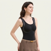 Camisole thermique doublée polaire en Lyocell pour femme, 260g, avec rembourrage en duvet de soie Lyocell et soutien-gorge push-up intégré, sous-vêtement de base hiver