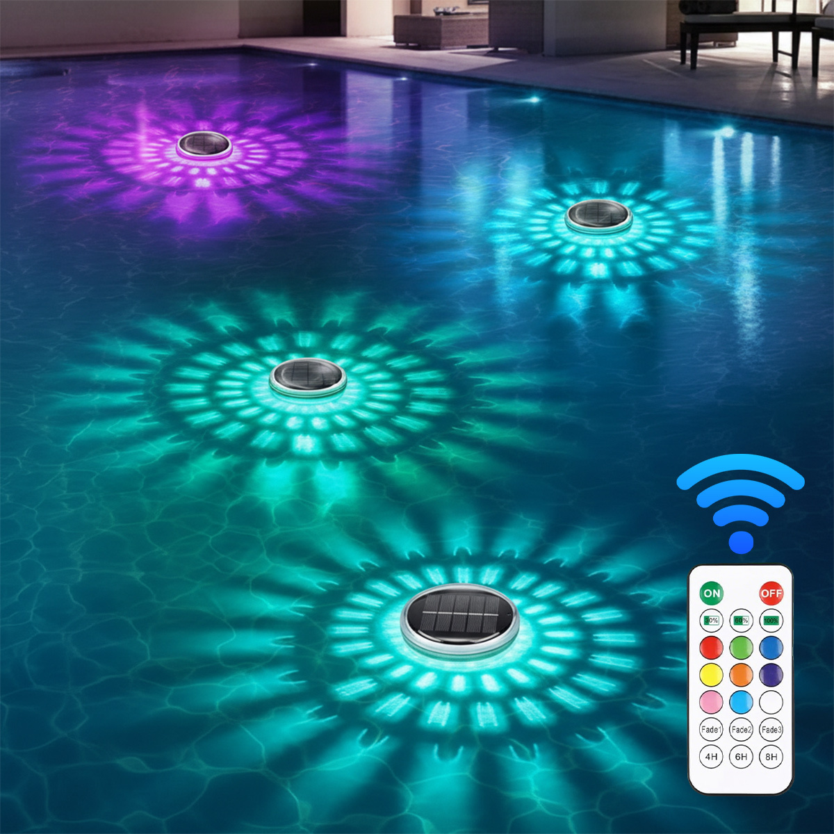 Solar Floating Pool Night Light Plastic IP67 Waterproof RGB Color Changing 8-12H Outdoor Swimming Pool & Garden Decoration