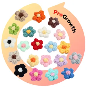 Bunga Puff lucu DIY benang rajutan Bud garmen Fashion perhiasan Aksesori tangan Crochet bagasi jepit rambut aksesoris bunga wol