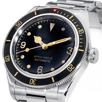 Montre automatique de plongée rétro, saphir, luminescente, revêtement antireflet, lunette en céramique bidirectionnelle, étanche, montre-bracelet pour homme