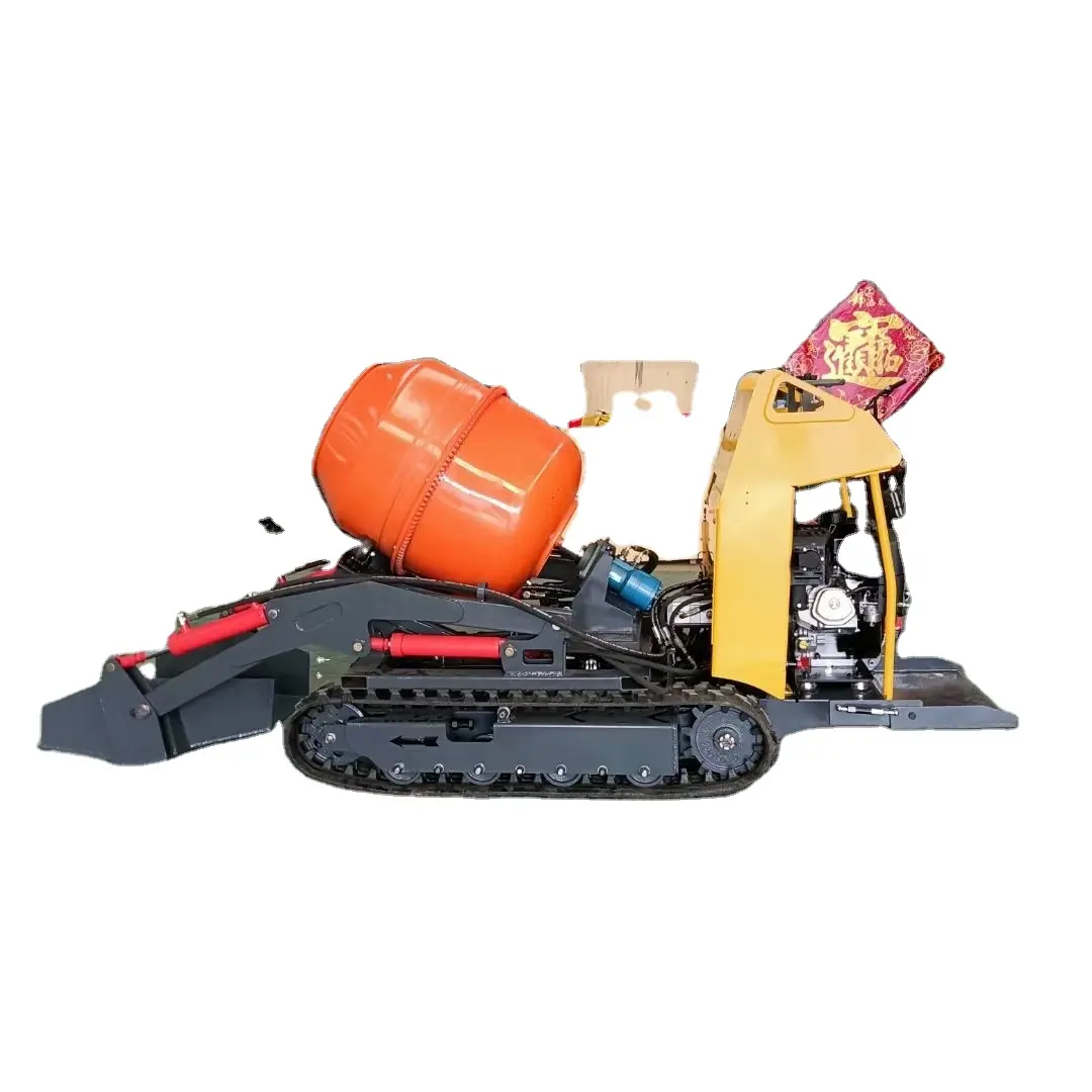 Mini mobile portable cement concrete mixer Small hydraulic shovel loader Hand-held/stand-driven crawler concrete mixer