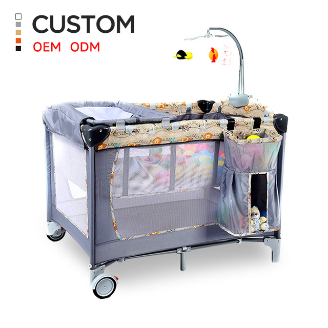 Playard Mattress, Baby Portable Crib Playard Travel Infant Bed With Music and Toys for Baby Girl