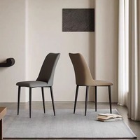 Chaise de salle à manger en métal non pliable, design moderne, minimaliste, en cuir de couleur crème, style luxe léger, pour la maison