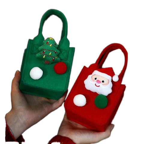 High Quality Custom Christmas Eve Apple Felt Tote Bag Small Handbag Gift Bag Factory Wholesale