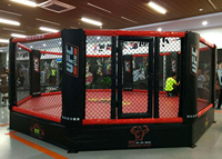 Ring de boxe standard international de compétition, cage de MMA avec passerelle autour, cage de lutte, exporté