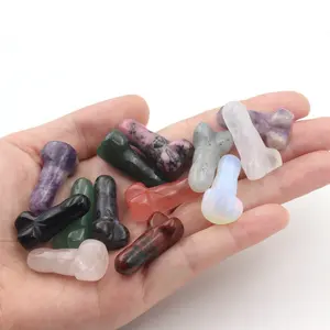 Mini pene de cristal con piedras naturales para mujer, con piedras preciosas consolador, venta al por mayor, 30mm