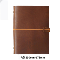 Cuaderno de Cuero Genuino Cosido a Mano Shuangluo A7 NAG19 14x10.5cm 96 Hojas Sin Impresión, Regalo Nostálgico de Viaje