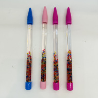 Stylos à bille promotionnels en plastique avec flotteur liquide, remplis d'acrylique, cristaux flottants, paillettes, logo personnalisé, anti-stress