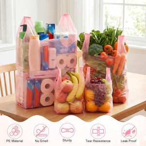 ถุงใส่เสื้อยืดแบบซีลความร้อนย่อยสลายได้ทางชีวภาพ ถุงพลาสติก PE สำหรับช้อปปิ้ง ใส่ขยะ ใส่ของชำ ถุงขายปลีกแบบมีหูหิ้ว สำหรับธุรกิจ ซูเปอร์มาร์เก็ต - Product Image 2