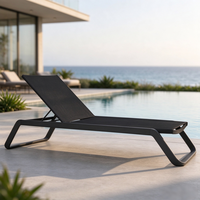 Chaise longue d'extérieur empilable Sunway au design moderne, en maille, avec cadre en aluminium, pour piscine, plage, complexe hôtelier, chaise longue commerciale