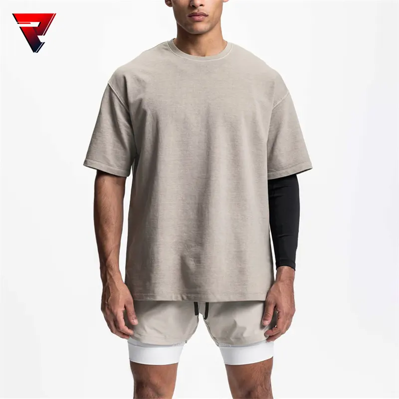 Wholesale Oem Custom Printing Logo Cotton Elastane Solid Color Loose Dropped Shoulders Oversized Men Black Tshirt