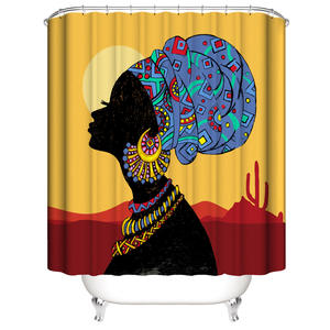 Muyu クリエイティブデジタル印刷 欧米風 防水ポリエステル製 バスカーテンセット バスマット トイレ蓋カバー 12個のフック付き - Product Image 5