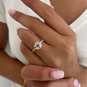 Kustom grosir kubik zirkonia cincin keabadian wanita perhiasan janji 18K berlapis emas 925 perak murni cincin pernikahan pertunangan - Product Image 4