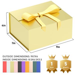 Coffret cadeau personnalisé de luxe magnétique brillant et élégant en or ruban jaune <span class=keywords><strong>meilleurs</strong></span> <span class=keywords><strong>voeux</strong></span> parfait pour <span class=keywords><strong>les</strong></span> besoins d'emballage de cadeaux de mariage et d'anniversaire - Product Image 2
