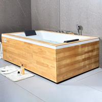 Icegalax Baignoire Jakuzzi en acrylique pour 2 personnes Baignoire balnéo d'intérieur avec 2 oreillers et jet d'air