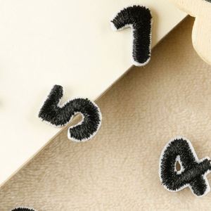 Stock New Iron on Backing Embroidery 1.3cm Mini <b>Black</b> Number Patch Number Patch - Product Image 3