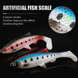 Leurre souple de pêche TGD Best 38g, grand leurre nageur en plastique, wobblers, queue en T, yeux de poisson 3D, pour la pêche en bateau, la capture du <span class=keywords><strong>saumon</strong></span> et du bar - Product Image 6