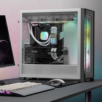Boîtier d'ordinateur de bureau RGB blanc 5000x, format Mid-Tower ATX, refroidissement par eau 360, espace extra-large, prend en charge l'interface Type-C, panneau latéral