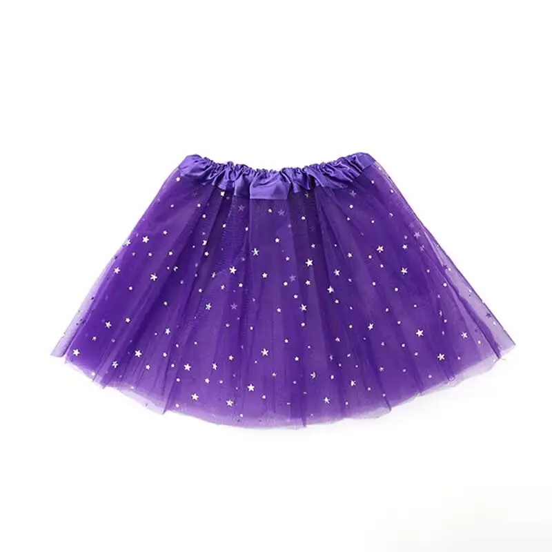Jupe bouffante pour enfants en stock d'usine Mini robe de performance en tutu moelleux avec imprimé scintillant à pois étoilés pour la fête des enfants