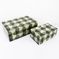 Boîte à bijoux en bois MDF Tuohuangniu, motif géométrique vert brillant, décoration pour la maison/le bureau/l'hôtel/l'appartement, présentoir de table
