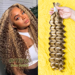 Venta al por mayor trenza Africana Meches Naturel camboyano 100 extensiones de cabello natural Mega cabello humano Rubio paquetes de cabello rizado profundo - Product Image 1