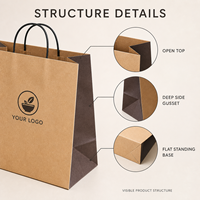 Sacs à emporter en papier kraft personnalisés avec poignées pour restaurants asiatiques, emballages alimentaires de marque et commandes en gros