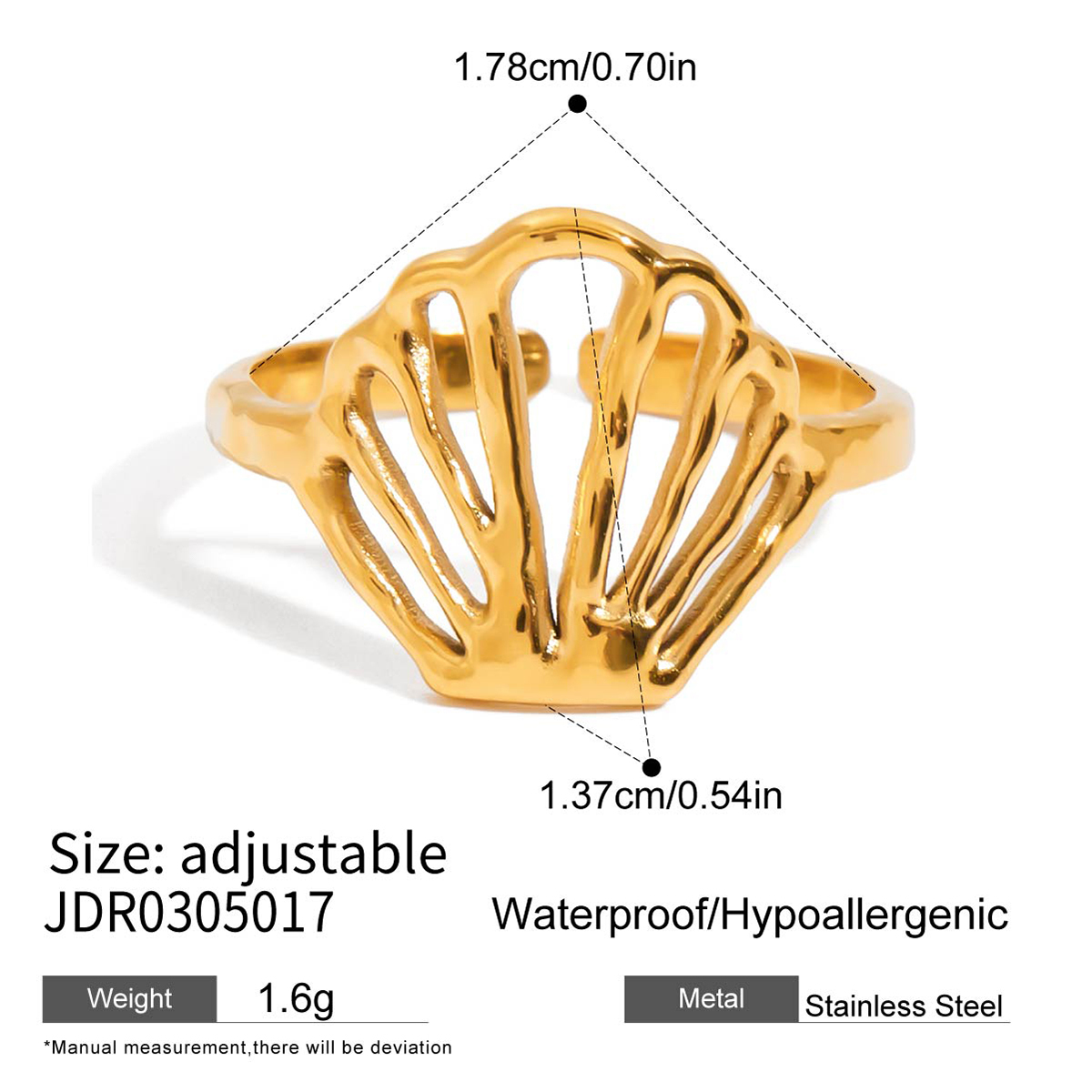 J&D Women's Coastal Rings - 18K Gold Plated Minimalist Jewelry