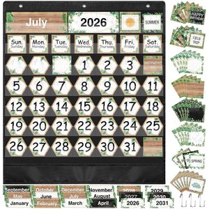 Juego de calendarios de bolsillo para el aula, pequeños, de plástico, de diseño moderno estilo granja, para la gestión del tiempo, para el regreso a clases - Product Image 1