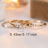 Nouvelles bagues tendance simples 2025 en cuivre plaqué or avec micro-incrustations de zircon blanc, ensemble de trois pièces géométriques pour couple, pour l'index