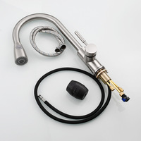 Robinet de cuisine extractible en acier inoxydable brossé SUS304, mitigeur monocommande eau chaude et froide avec douchette à double fonction