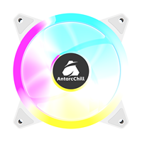 Ventilateur de refroidissement RGB AntarcChill à cadre blanc 120 mm, double ouverture lumineuse, paleteau translucide, haute vitesse, faible bruit, ventilateur de radiateur