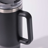 Gravure au laser Logo personnalisé Tasse en acier inoxydable à double paroi de 40 oz Tasse à café de voyage en métal Tasse isotherme avec poignée