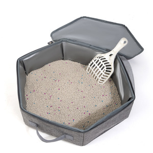 Bac à litière de voyage pour chat portable avec couvercle zippé Bac à litière de voyage pliable Pas de fuite Pas d'odeur Bac à litière étanche pour chat - Product Image 3