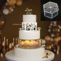 Support à gâteau créatif en acrylique avec cadre photo, séparateur de gâteau hexagonal DIY, outil de décoration de gâteau pour mariages et fêtes d'anniversaire