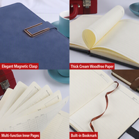 Carnet A5 bleu marine à couverture rigide avec texture en tissu et emplacement pour stylo, idéal pour le bureau professionnel et les réunions avec les clients