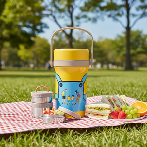 Bouteille isotherme portable en acier inoxydable de 2,2 L, grande capacité, étanche à l'humidité, motif dessin animé Minion, design sans bouchon - Product Image 5