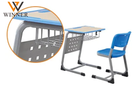 Meubles de classe modernes à bas prix, table et chaise d'école individuelle en plastique durable et confortable à vendre