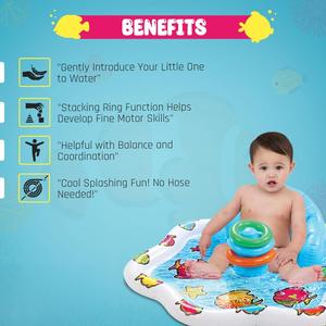 Bouée gonflable pour bébé avec auvent imprimé poisson, siège flottant pour nourrisson avec anneaux de jeu pour tout-petit - Product Image 3