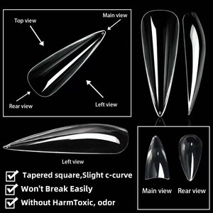 Uñas Postizas de Diseño Más Vendidas al por Mayor, 600 Piezas, Sin Costuras, Fáciles de Aplicar, Transparentes, en Forma de Almendra, Stiletto, Cuadradas - Product Image 5