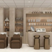 Station de coiffure moderne pour salon de coiffure |   Ensemble table de barbier personnalisée et miroir LED |   Solution tout-en-un pour le mobilier et la décoration de salons de coiffure
