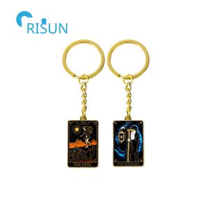 Llavero personalizado <span class=keywords><strong>con</strong></span> tarjeta de Tarot gótica de constelación de La Fortuna, llavero <span class=keywords><strong>con</strong></span> esmalte, llavero - Product Image 4