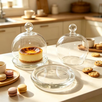 Ensemble de cloches en verre transparent, couvercles à dessert en verre borosilicate de haute qualité pour présentation en boulangerie, mariage ou fête