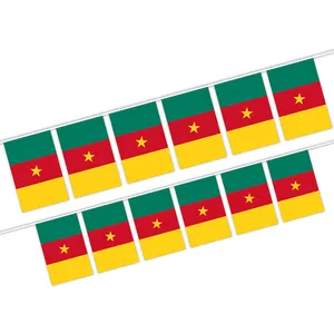 Bendera Tali Kamerun Bendera Poliester Kain Bendera Negara Nasional untuk Dekorasi Pesta Ulang Tahun Festival