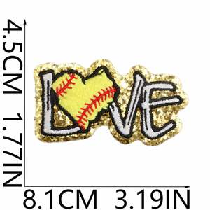 Parche de Chenilla Bordado Termoadhesivo con Borde Dorado para Deportes: Voleibol, Baloncesto, Fútbol, Rugby, Amor al Deporte, Venta al por Mayor - Product Image 4