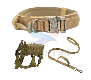 Tactical Dog Gear Collar Leash Set Logo Pet Collar 1000D Oxford Nylon Webbing Tactical Service Har Leashes Pet Cat Dog Harness