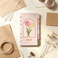 2026 Nuevo Divisores de Carpeta de Presupuesto A6 de 6 Anillas con Diseño de Flores de Tulipán, Hojas Sueltas para Diario, Tarjetas de Índice y Planificador de Presupuesto