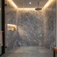 Panel Dinding Dekoratif Marmer Kultur Tahan Air Tahan Api dengan Finishing Elegan untuk Kamar Mandi Hotel Apartemen