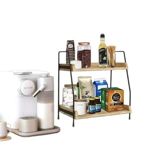 Double Layer Wooden Storage <b>Rack</b> With Iron Frame For Bathroom Kitchen Home Use Multifunctional Standing <b>Shelf</b> - Product Image 5